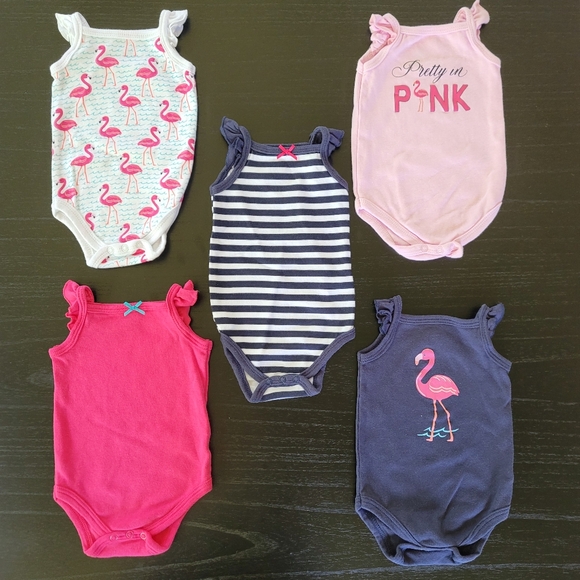 8 Piece Baby Girl Flamingo Summer Bundle - Picture 2 of 4